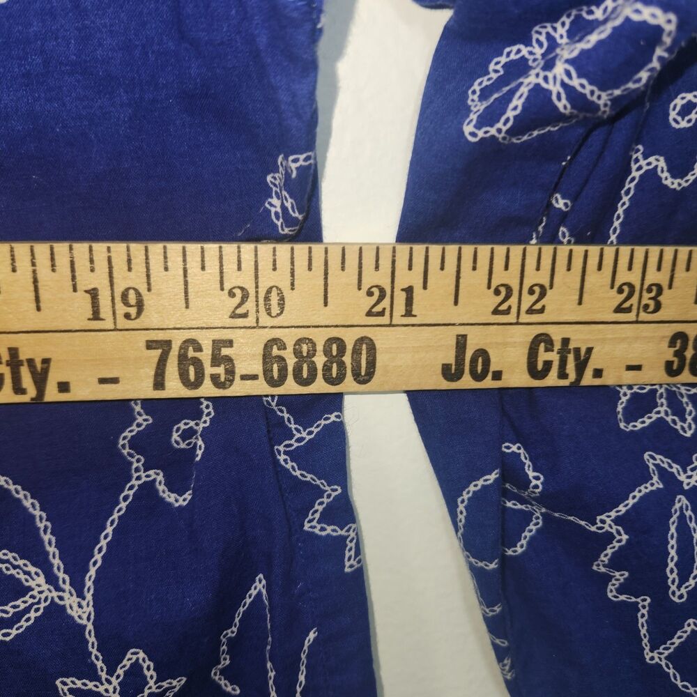Cruel Girl Royal Blue Western Style Floral Pearl Snap Shirt Women's LARGE - Picture 6 of 8